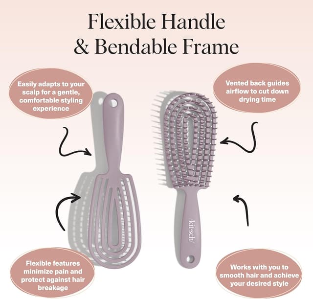 Detalle 2 de Kitsch Detangle Hair Brush – Flexi Flow Detangling Brush for Curly Hair (Soft Violet)