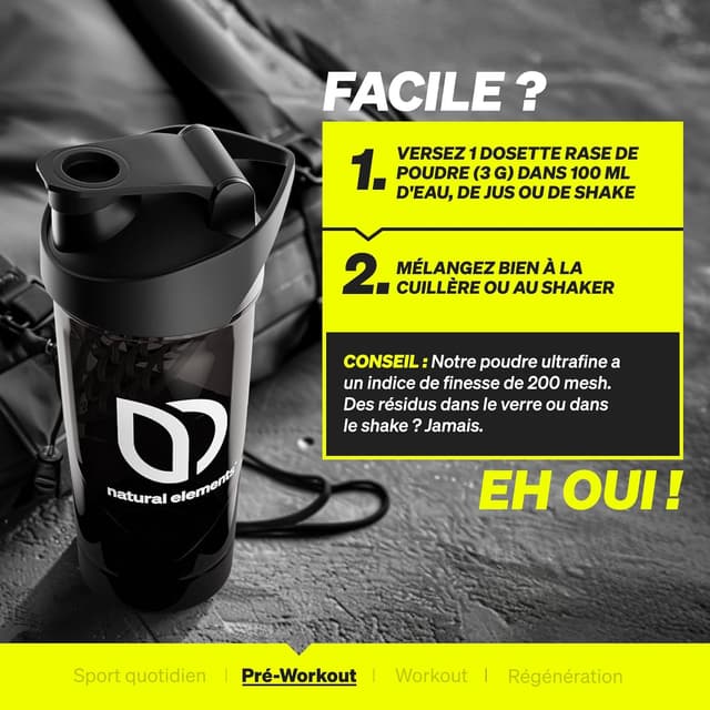 Thumbnail 4 de Natural Elements Créatine Monohydrate Poudre 500 g (166 portions) — 100% vegan, sans additifs