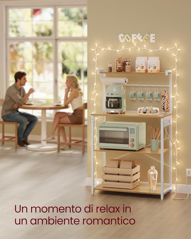 Thumbnail 4 de VASAGLE Scaffale da Cucina con Multipresa 40 x 80 x 140 cm