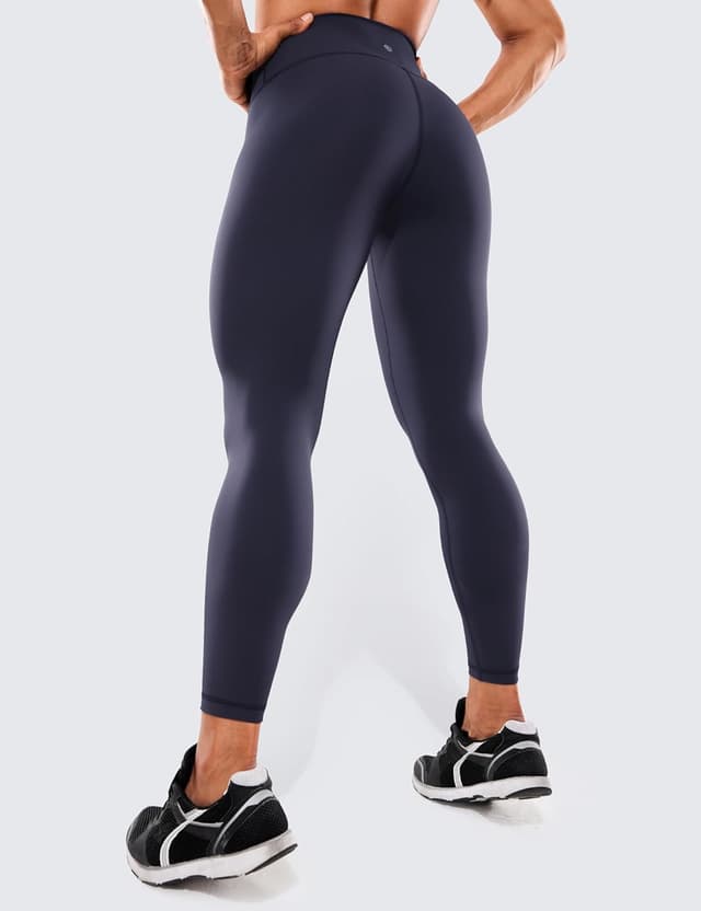 Detalle 2 de CRZ YOGA Donna pantaloni vita alta in compressione con tasche, leggings sportivi 64 cm Blu Navy 48