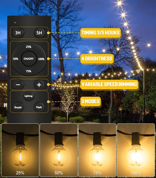 Detalle de Outdoor Garden String Lights LED 20m G40