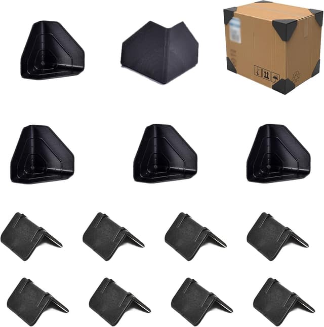 Detalle de YouU 100 pcs Carton Packing Corner Guard Frame Corner Protectors (Black, V-shaped edge guards)
