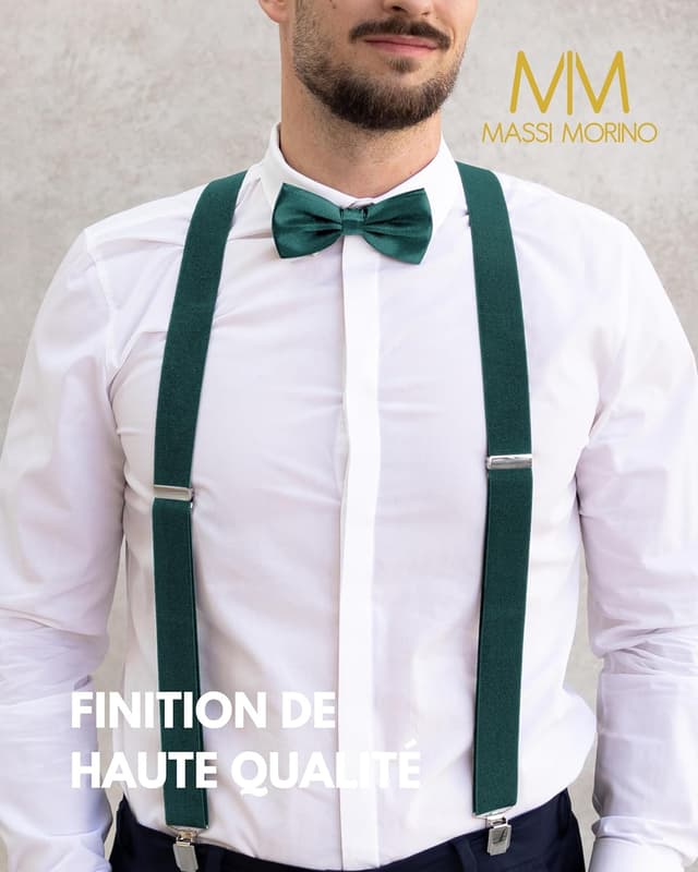 Detalle 2 de Ensemble Massi Morino : bretelles en Y avec nœud papillon pré-attaché pour costume