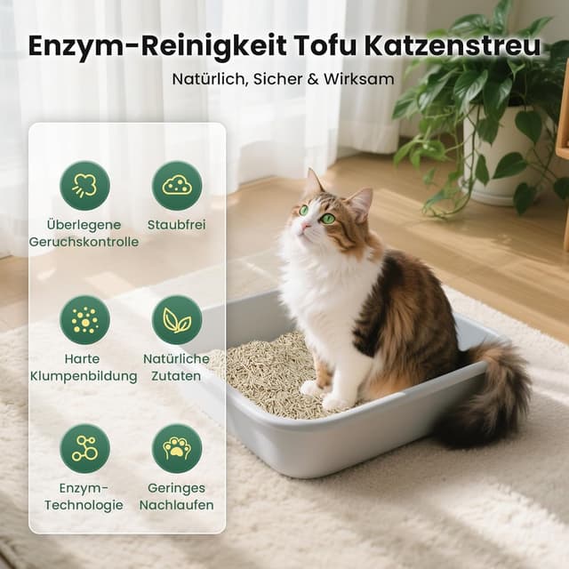 Detalle 2 de Gardner Pet Tofu Katzenstreu mit Enzymen, staubfrei & schnell klumpend (8,2 kg)