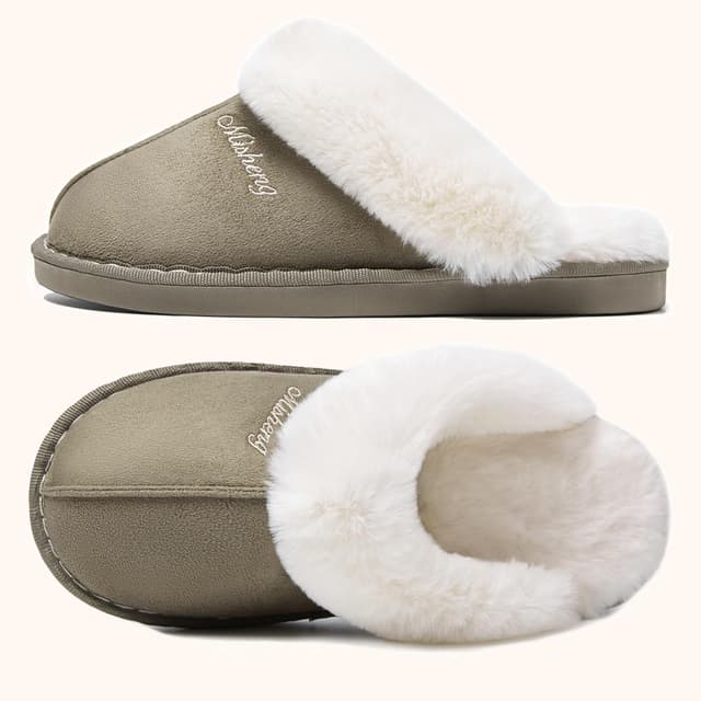 Detalle de Misolin chaussons homme/femme en faux daim à doublure mousse mémoire et semelle TPR antidérapante