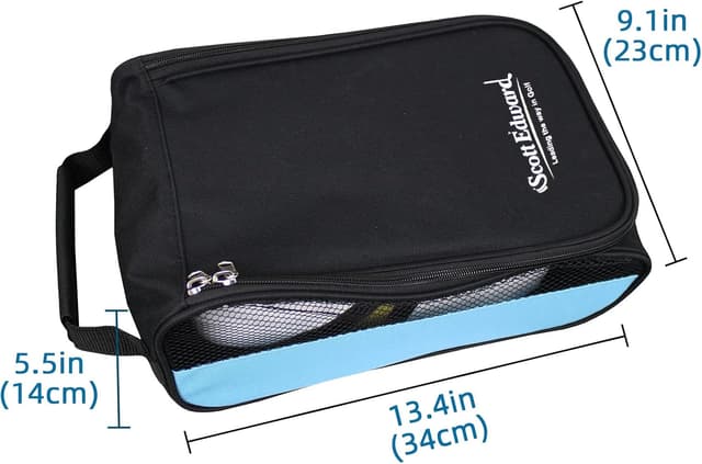 Detalle 2 de Blue Golf Shoes Bag (Outdoor Travel, Zippered) – Waterproof & Breathable Carrier for Men and Women