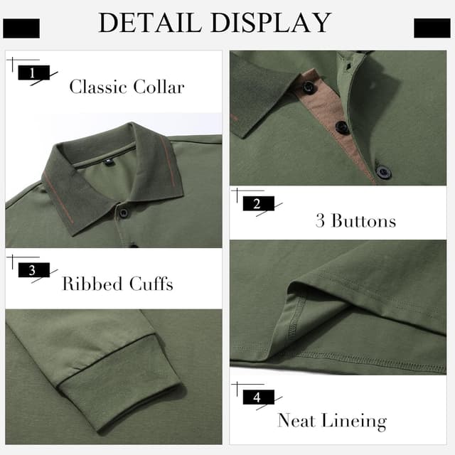 Detalle de Comilaka Uomo polo casual a manica lunga in cotone 81% e poliestere 19% slim fit