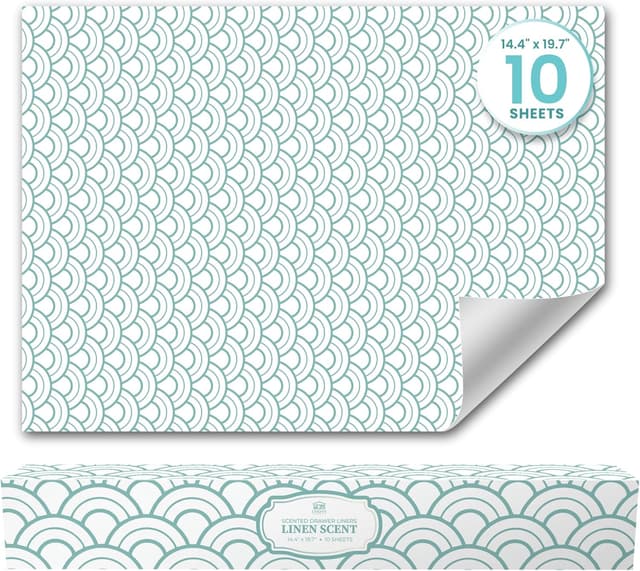 Detalle de Fresh Linen Scented Drawer Liners (10 Large Sheets) – Non-adhesive drawer fresheners for wardrobes and shelves