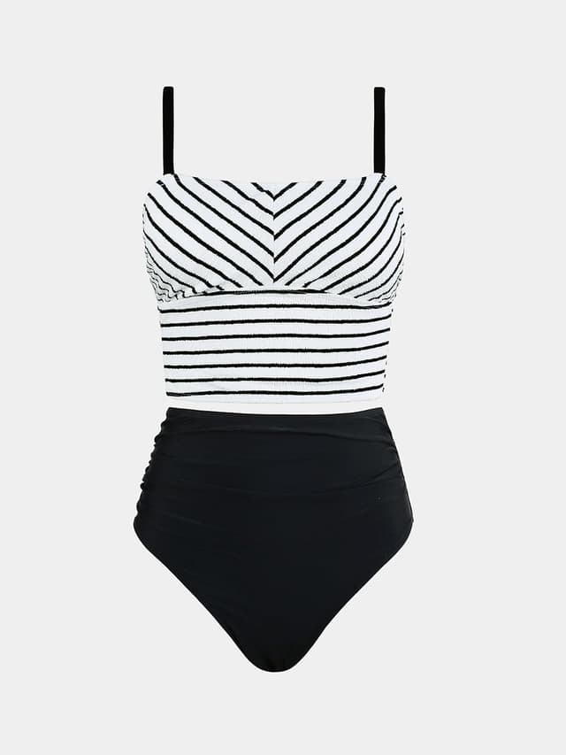 Detalle de CUPSHE Tankini femme à col carré et taille haute, bretelles réglables (deux pièces)