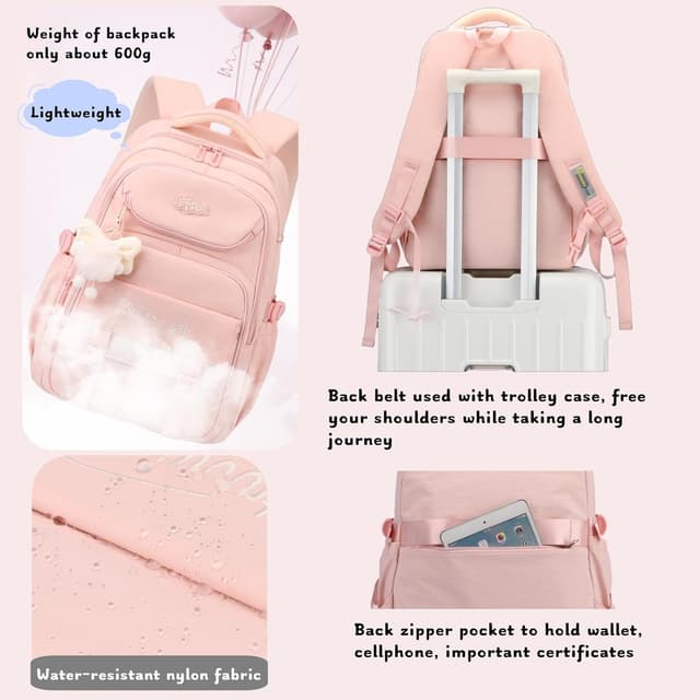 Detalle 2 de Bansusu Girls Backpack for Primary & Secondary School (29L) with Padded Straps