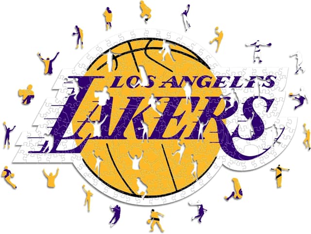 Detalle de Iconic Puzzles Los Angeles Lakers (Logo) – Puzzle en bois sous licence officielle NBA, 500 pièces, taille L
