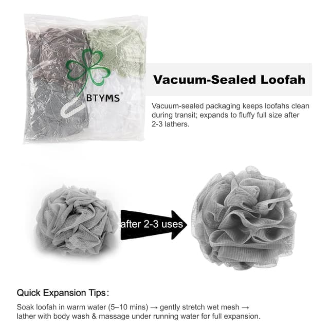 Thumbnail 4 de BTYMS Bath Sponge Mesh Pouf 60g Pack of 4