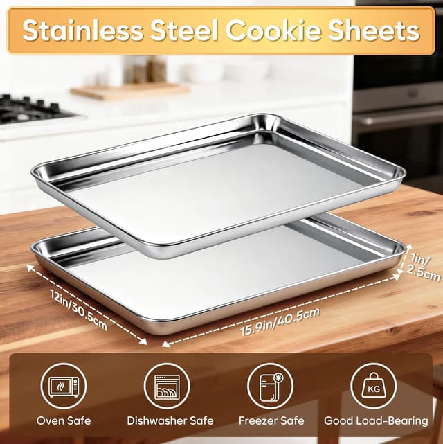 Detalle 2 de Fire More Fire More Backblech aus Edelstahl (2er-Set) – 40,5 x 30,5 x 2,5 cm