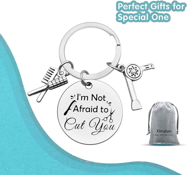 Thumbnail 6 de Ximalun Hairdresser Keyring – engraved hair stylist gift with “I’m Not Afraid to Cut You”