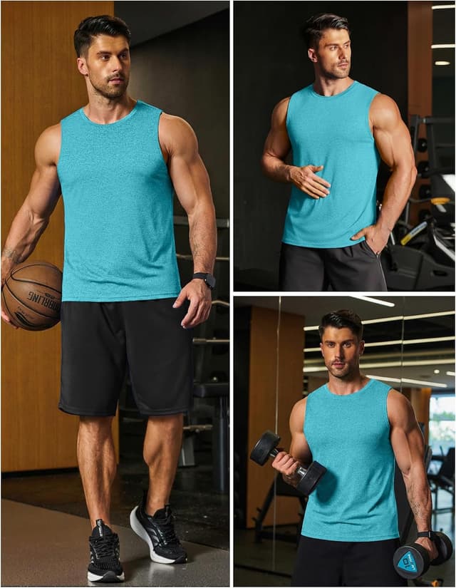 Detalle 2 de COOFANDY Men’s Dry Fit Workout Tank Top with UPF 50+ (Sleeveless Gym & Running Muscle Shirt)