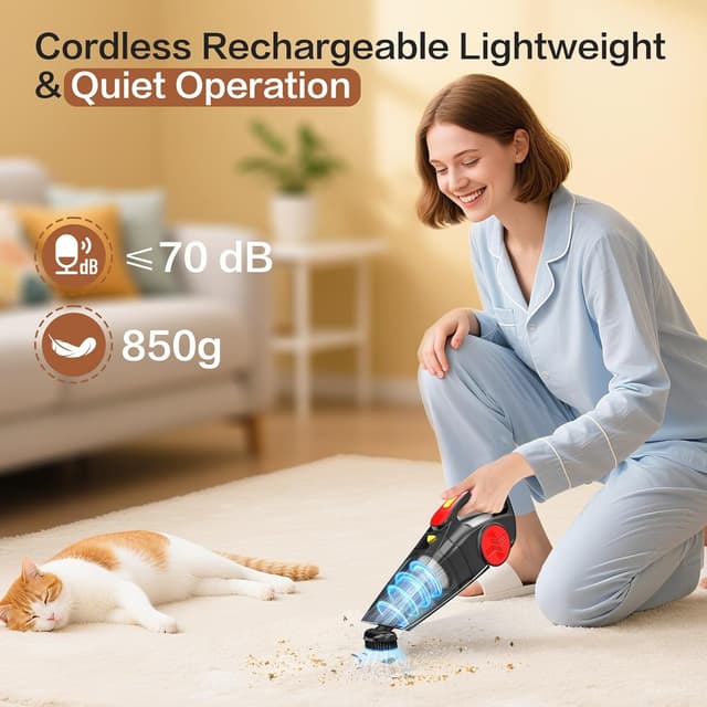 Detalle de CFEN Cordless Handheld Vacuum Cleaner (9000PA) with Wet & Dry Use, 900ML Bin and 3 Nozzles