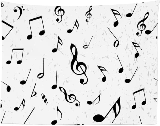 Detalle de BELECO 2.1 x 1.5m fabric music note backdrop (black & white) for photoshoots and parties
