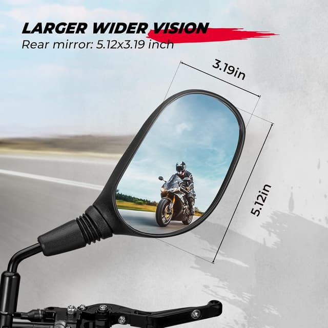 Detalle de KEMIMOTO Motorrad Spiegel für 22-mm-Lenker – E24-zertifizierte Rückspiegel mit 8-/10-mm-Schrauben, universal