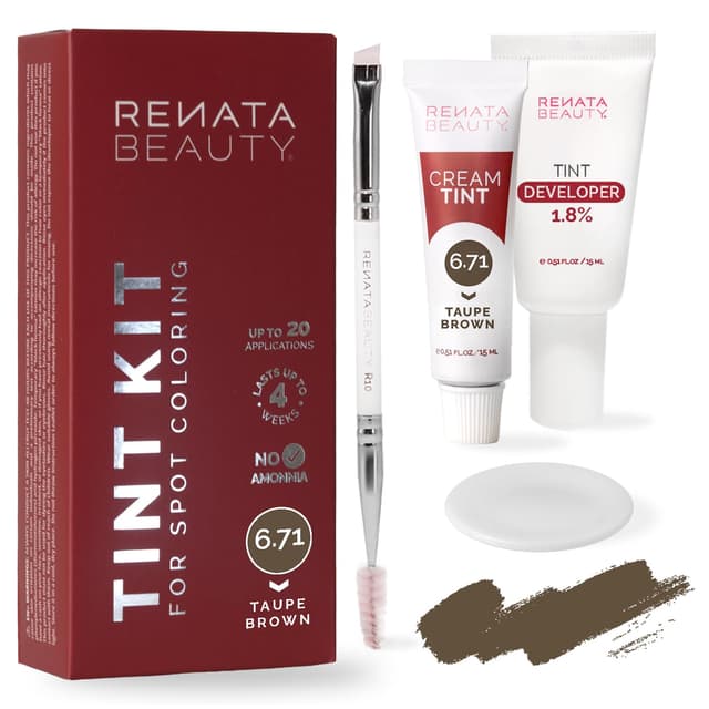 Detalle de RB Renata Beauty Tint Kit for Spot Coloring (Cream Hair Dye Kit) – Taupe Brown, Up to 4 Weeks, 20 Applications