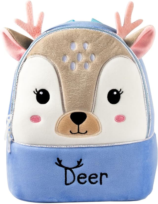 Detalle de BAIGIO sac à dos maternelle en peluche pour enfants (27 x 24 x 7 cm) avec motifs animaux