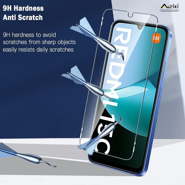 Detalle de Aiziki tempered glass screen protector for Xiaomi Redmi 15C 4G/5G and Poco C85 (2-pack)