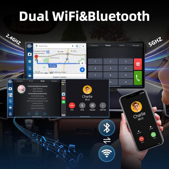 Thumbnail 6 de 11.3" QLED Android 8-Core 4G+64G CarPlay/Android Auto Screen with GPS, Split Screen & 1080P Rear Camera