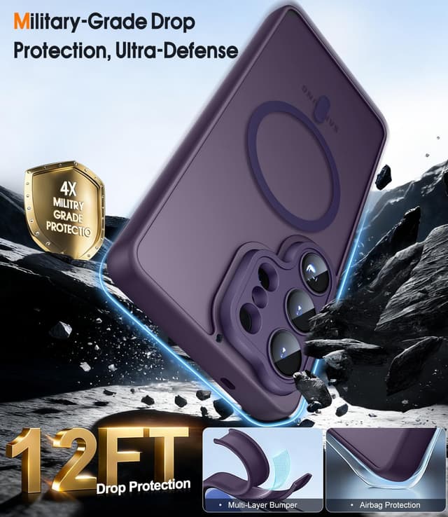 Detalle de JAME Magnetic Case for Samsung Galaxy S26 Ultra (Purple) with MagSafe fit, 2 screen protectors and camera lens protector