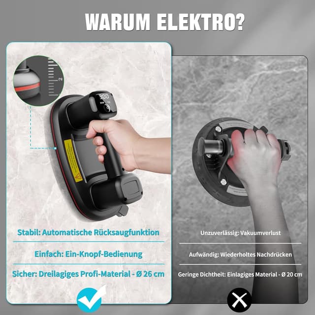 Thumbnail 3 de JUYLTOOL 2er-Set 26cm Akku Saugheber 300 kg đź›