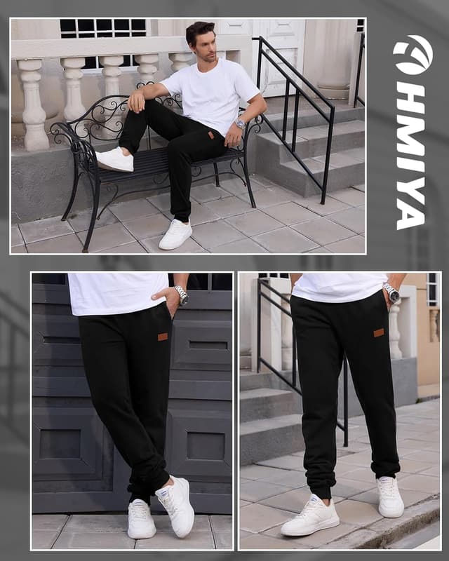 Detalle de HMIYA Jogginghose für Herren aus Baumwolle – Trainings- und Freizeithose mit Taschen und verstellbarem Bund