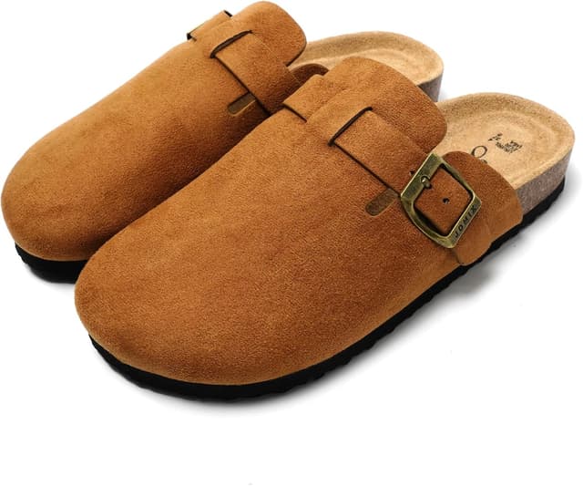 Detalle de JOMIX sabots femme en daim synthétique avec boucle et semelle en liège