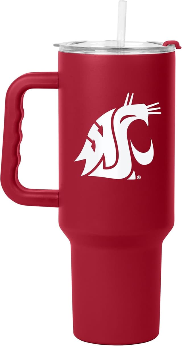 Thumbnail 6 de Logo Brands NCAA 40 oz Tumbler with Handle and Straw Lid (Stainless Steel Insulated Travel Cup)