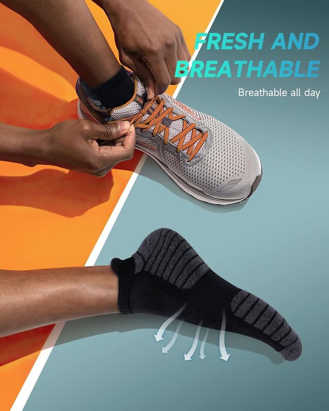 Detalle 2 de TANSTC Mens Running Socks, 6 Pairs