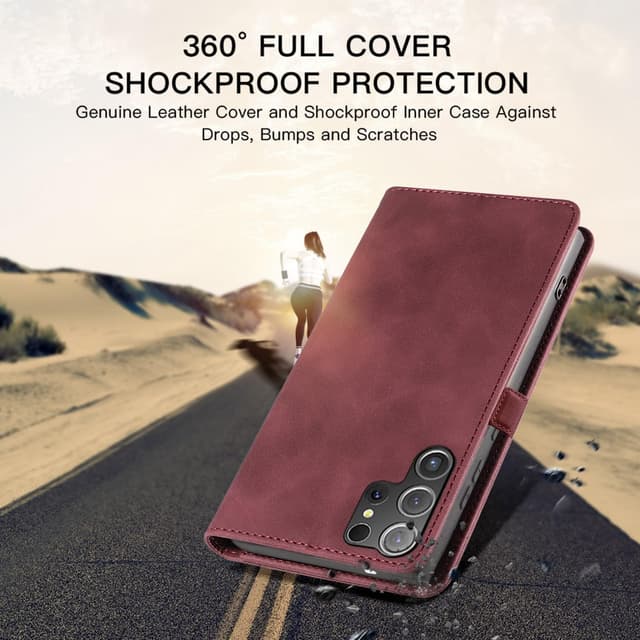 Detalle 1 de Leaisan Galaxy S24 Ultra Handyhülle mit 2 Kartenfächern