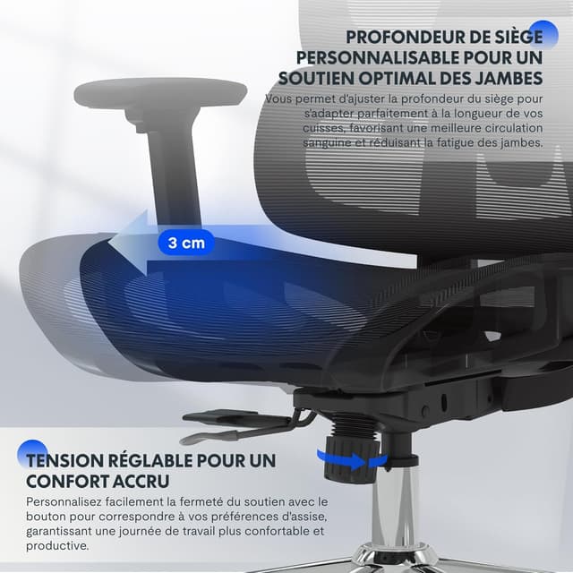 Thumbnail 3 de FLEXISPOT ErgoX Chaise Bureau ergonomique 1️⃣