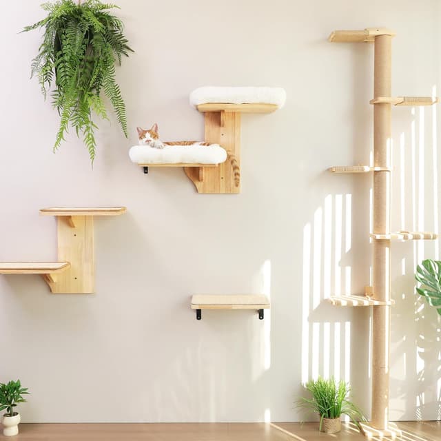 Thumbnail 6 de FUKUMARU Cat Wall Shelves with 2 Platforms – Tree-Shape Wall-Mounted Cat Perch