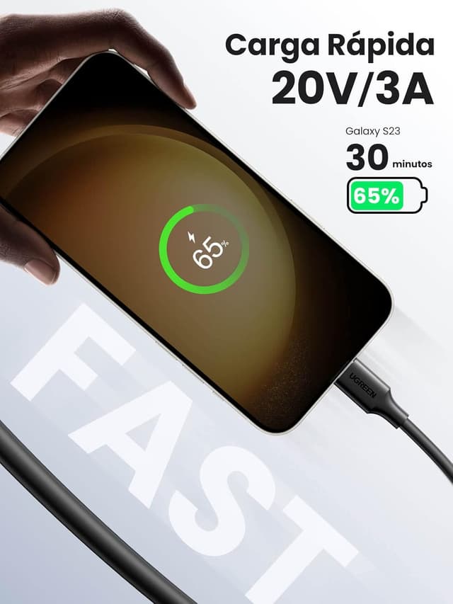 Detalle de UGREEN 60W Cables USB-C 3 Pack ⚡ Compatible con MacBook y Galaxy