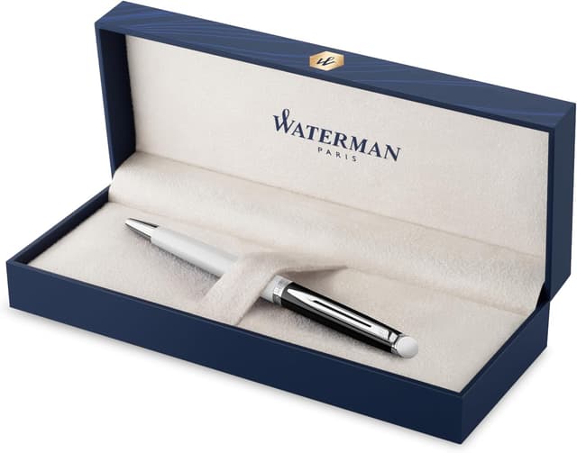Detalle de Waterman Hémisphère Kugelschreiber in Geschenkbox – schwarze & weiße Lackierung mit palladiumbeschichteten Zierteilen