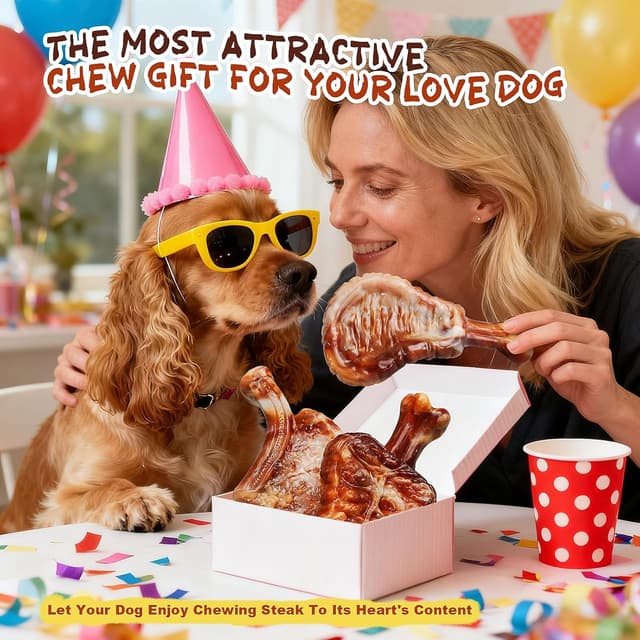 Detalle 2 de GASAPET Hrad Nylon Steak Dog Chew Toys (3-Pack) for Aggressive Chewers – Bacon Flavoured Teething & Play