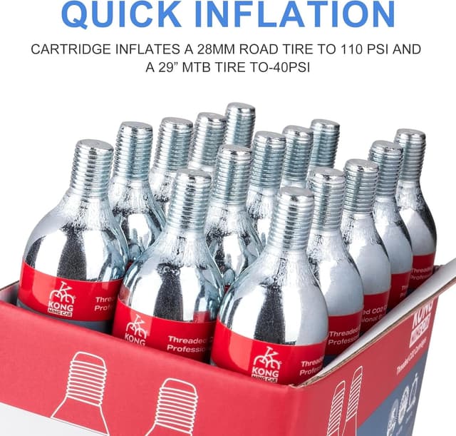 Detalle de KONG MING CAR CO2 cartridges with thread (16g/25g) for bike tyre inflators