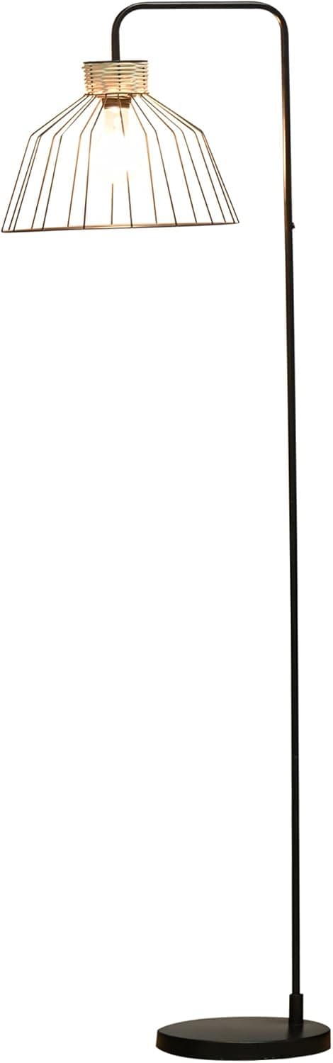 Detalle de HOMCOM Lampadaire à pied design élégant en métal et rotin noir – 44 x 34 x 154 cm, base E27