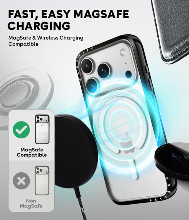 Detalle de CASETiFY Compact iPhone 17 Pro Case (Zebra-Brown / Clear Black) with MagSafe compatibility