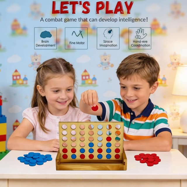 Detalle 2 de VingaHouse Vier gewinnt Retro Holzspiel