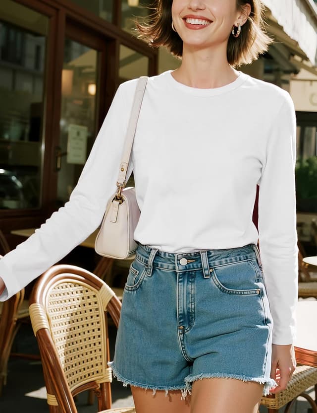 Thumbnail 6 de TACVASEN women’s long sleeve cotton T-shirt with crew neck, quick-dry and breathable fit