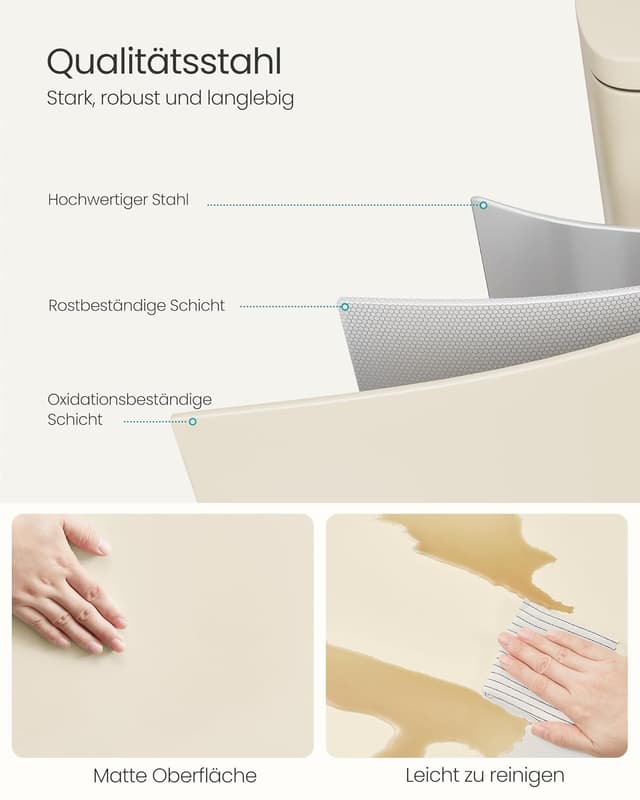 Detalle 2 de SONGMICS Mülleimer Küche LTB050A02 (50 Liter) mit Softclose, Fußpedal und Inneneimer