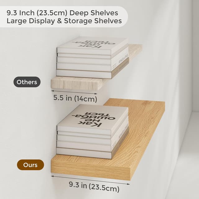 Detalle de Floating Shelves for Wall 90CM Rustic Wood Set of 2 with Invisible Brackets