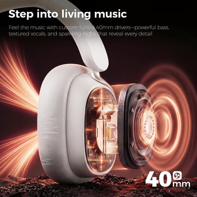 Detalle de Havit SPACE NC01H Hybrid Active Noise Cancelling Over-Ear Bluetooth Headphones (NC01H)