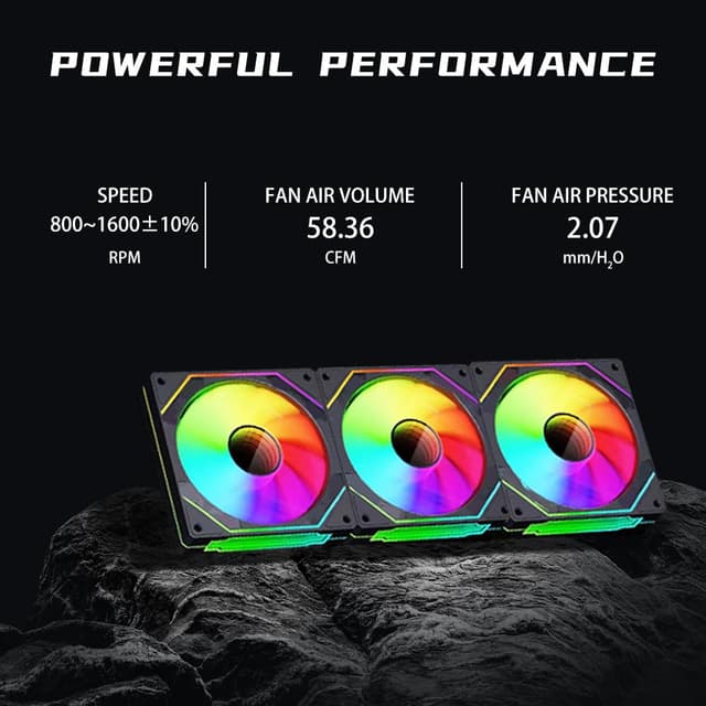 Detalle de TZMRIT Prism 4 Pro RGB 120-mm Lüfter Schwarz (Reverse, 5V 3-Pin) für ARGB-Motherboard-Synchronisation