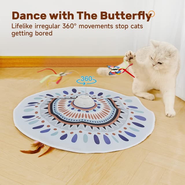 Thumbnail 3 de Potaroma Cat Toys Chargeable 3in1 Hide and Seek for Kittens – automated fluttering butterfly & moving wand feather