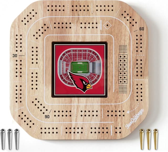Detalle de YouTheFan NFL Licensed Fan Cribbage Wood Board Game (2-Player)