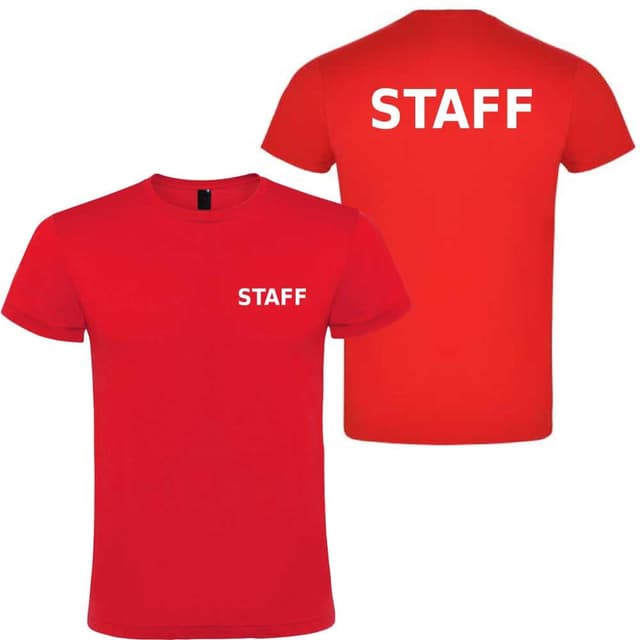 Detalle 2 de T-shirt in cotone STAFF davanti e dietro (Bianco, M)